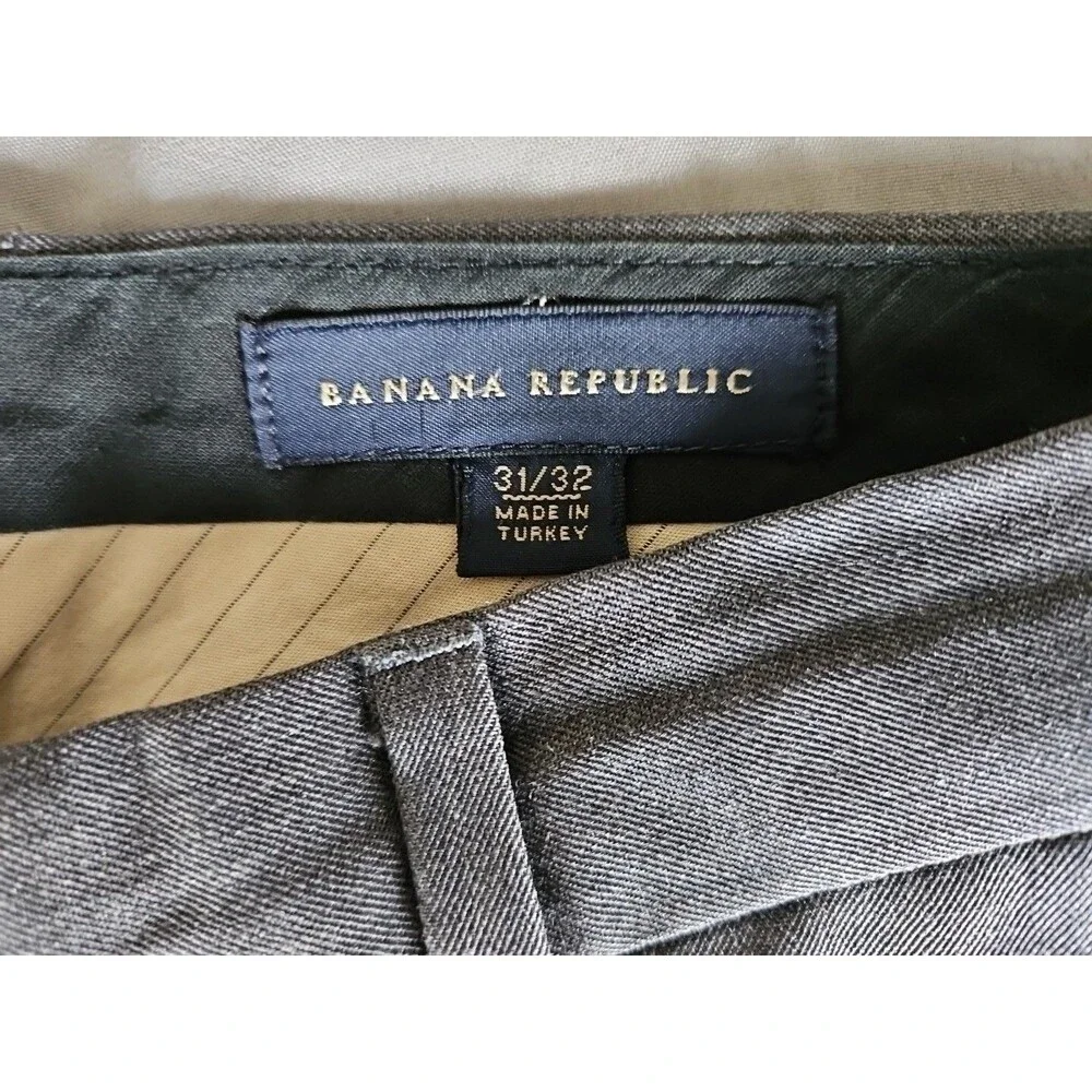 Banana Republic Pants Mens 31x32 Gray Solid Tailored Slim Flat Front 100% Wool